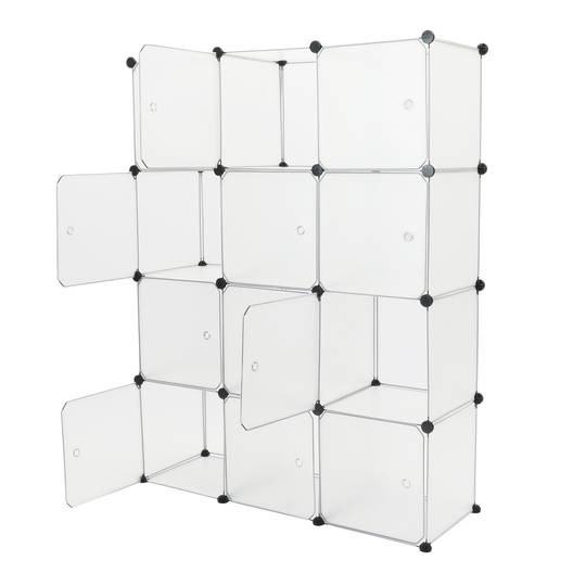 Modułowa szafka z organizerem Półki na 12 kostek z białego plastiku 35x35 cm z drzwiami