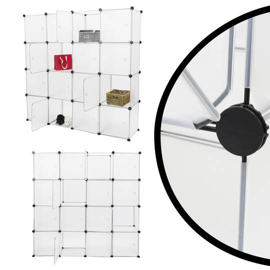 Armari organitzador modular Estanteries de 16 cubs de 35x35cm plàstic blanc amb portes