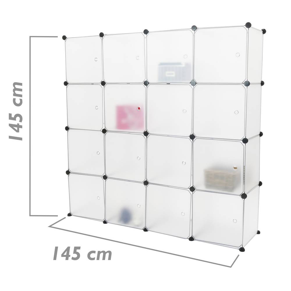 Armari organitzador modular Estanteries de 16 cubs de 35x35cm plàstic blanc amb portes
