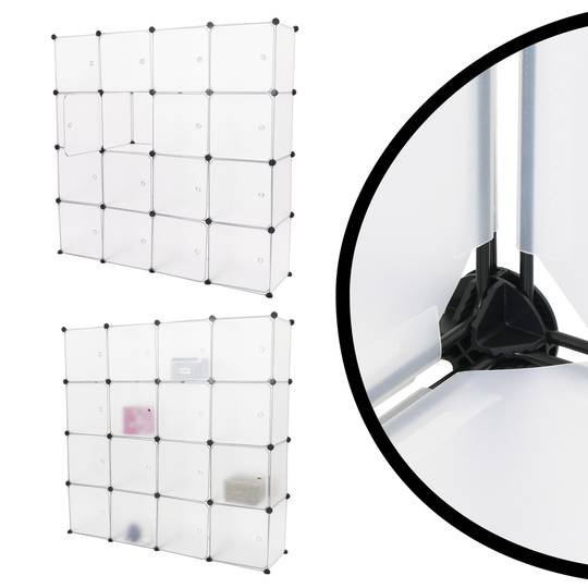 Armari organitzador modular Estanteries de 16 cubs de 35x35cm plàstic blanc amb portes