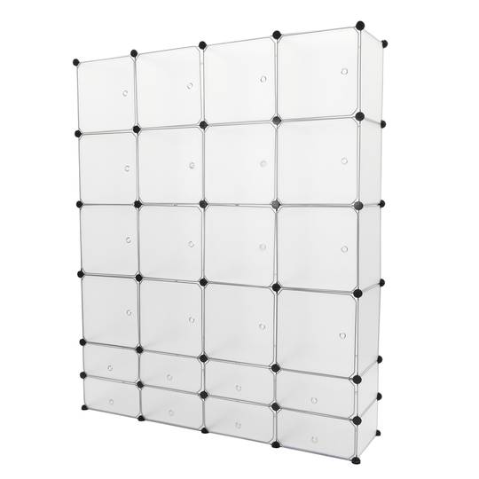 Armário organizador modular Prateleiras do 24 cubos 35x35cm 17x35cm de plástico branco com portas