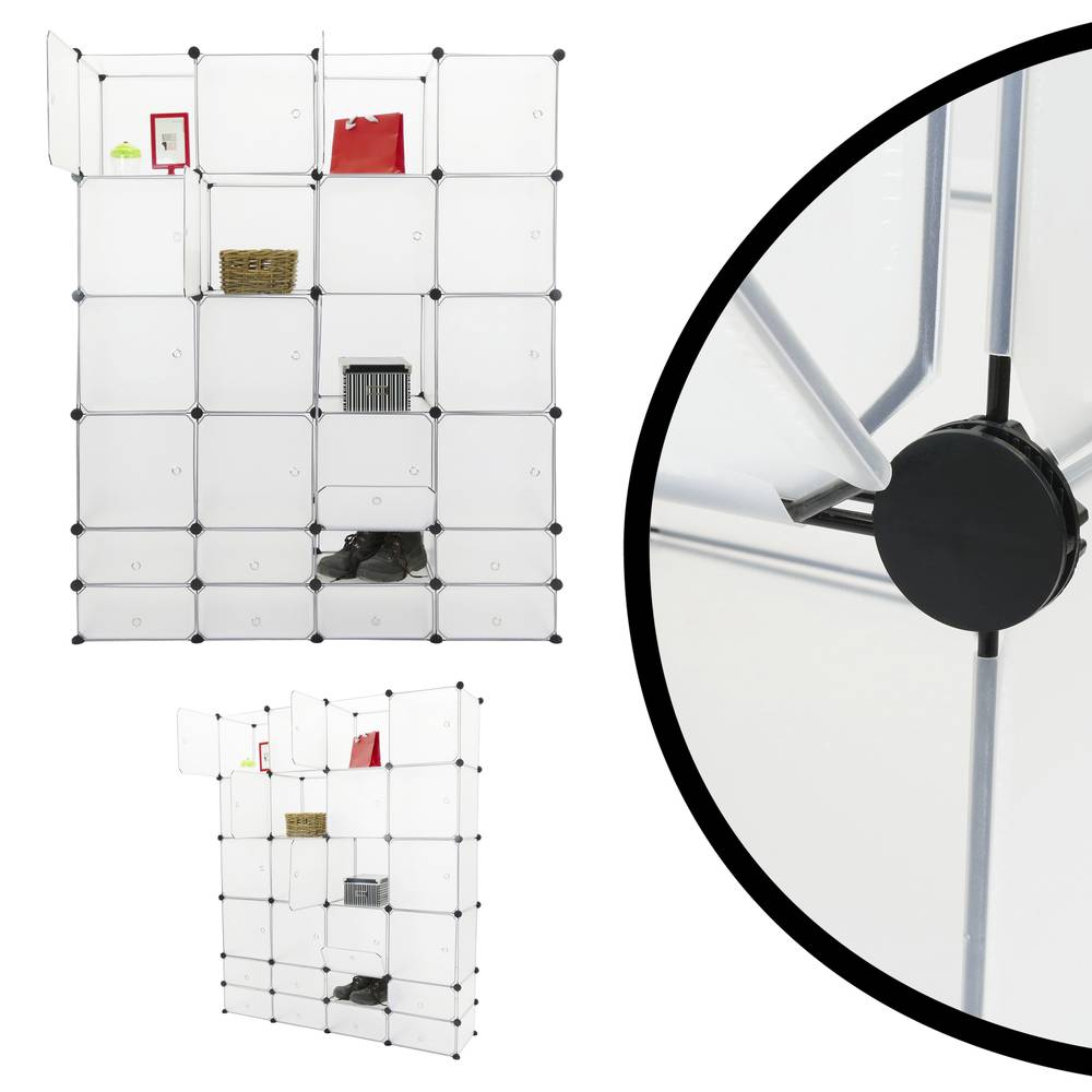 Armário organizador modular Prateleiras do 24 cubos 35x35cm 17x35cm de plástico branco com portas