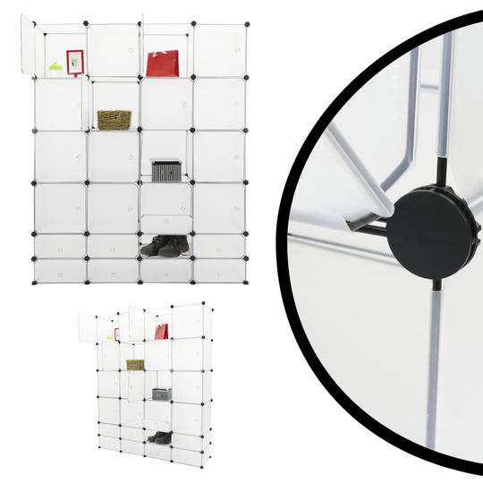 Armário organizador modular Prateleiras do 24 cubos 35x35cm 17x35cm de plástico branco com portas