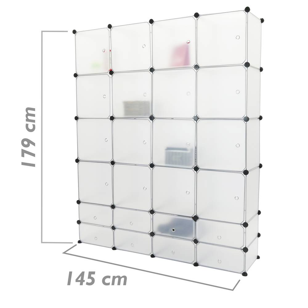 Armário organizador modular Prateleiras do 24 cubos 35x35cm 17x35cm de plástico branco com portas