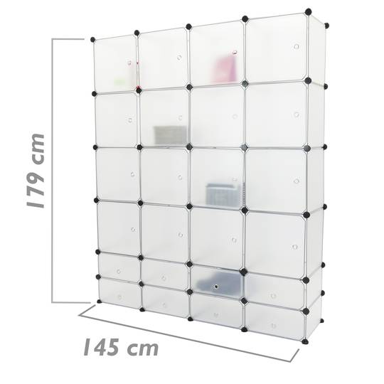 Armário organizador modular Prateleiras do 24 cubos 35x35cm 17x35cm de plástico branco com portas