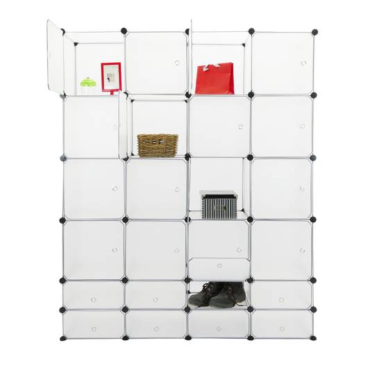 Armário organizador modular Prateleiras do 24 cubos 35x35cm 17x35cm de plástico branco com portas