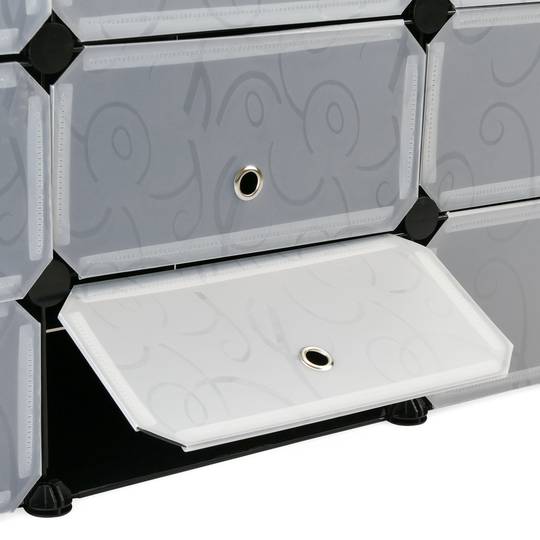 Modular shelving closet storage organizing 24 plastic cube 35x35cm 17x35cm black with doors