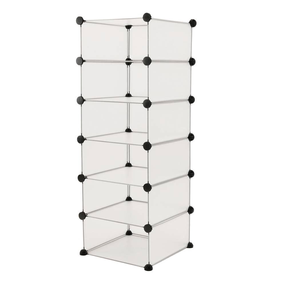 Armoire penderie cabinet etagère de 6 cubes de 17x35cm en plastique blanc
