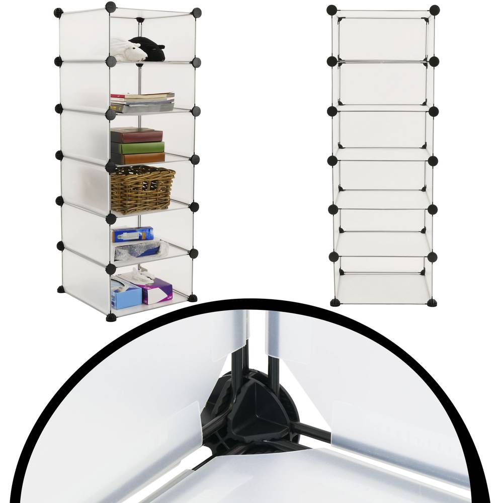 Armoire penderie cabinet etagère de 6 cubes de 17x35cm en plastique blanc