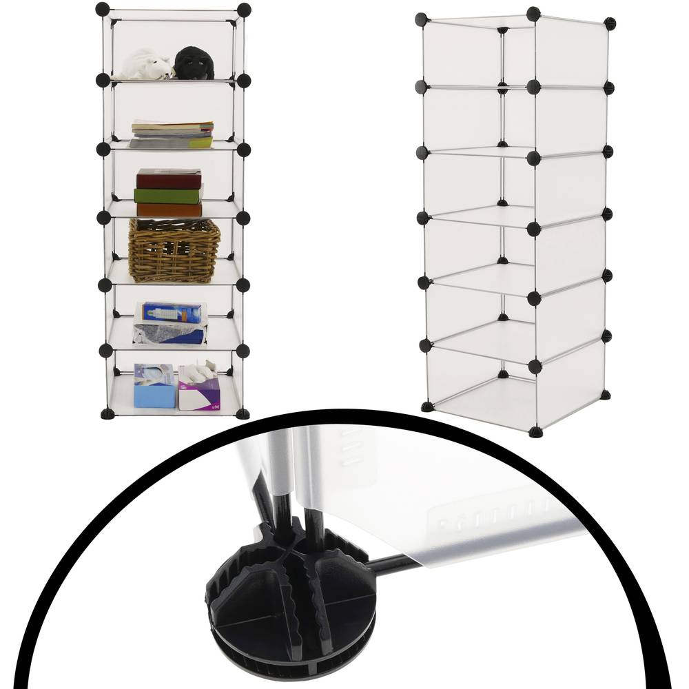 Armoire penderie cabinet etagère de 6 cubes de 17x35cm en plastique blanc