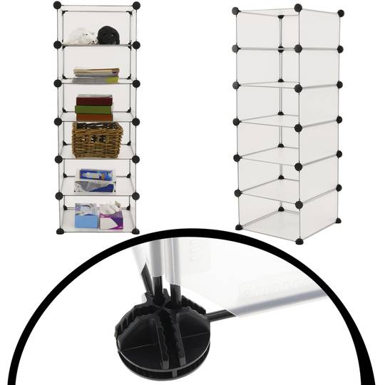 Armoire penderie cabinet etagère de 6 cubes de 17x35cm en plastique blanc