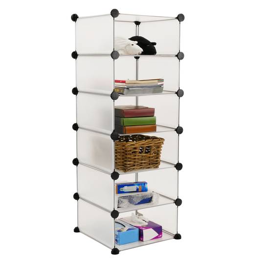 Armoire penderie cabinet etagère de 6 cubes de 17x35cm en plastique blanc