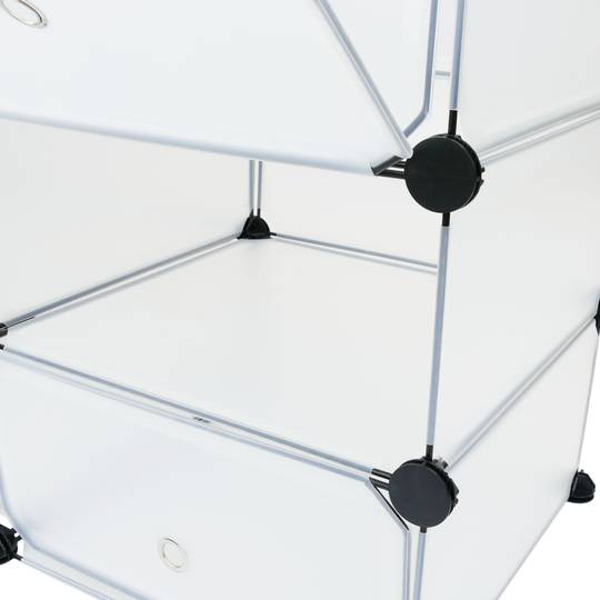 Armoire penderie cabinet etagère de 6 cubes de 17x35cm en plastique blanc avec portes