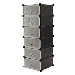 Modułowa szafka z organizerem Półki z 6 kostkami z czarnego plastiku 17x35 cm z drzwiczkami i ciągnieniem