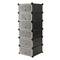 Modular shelving closet storage organizing 6 plastic cube 17x35cm black with doors and patterned