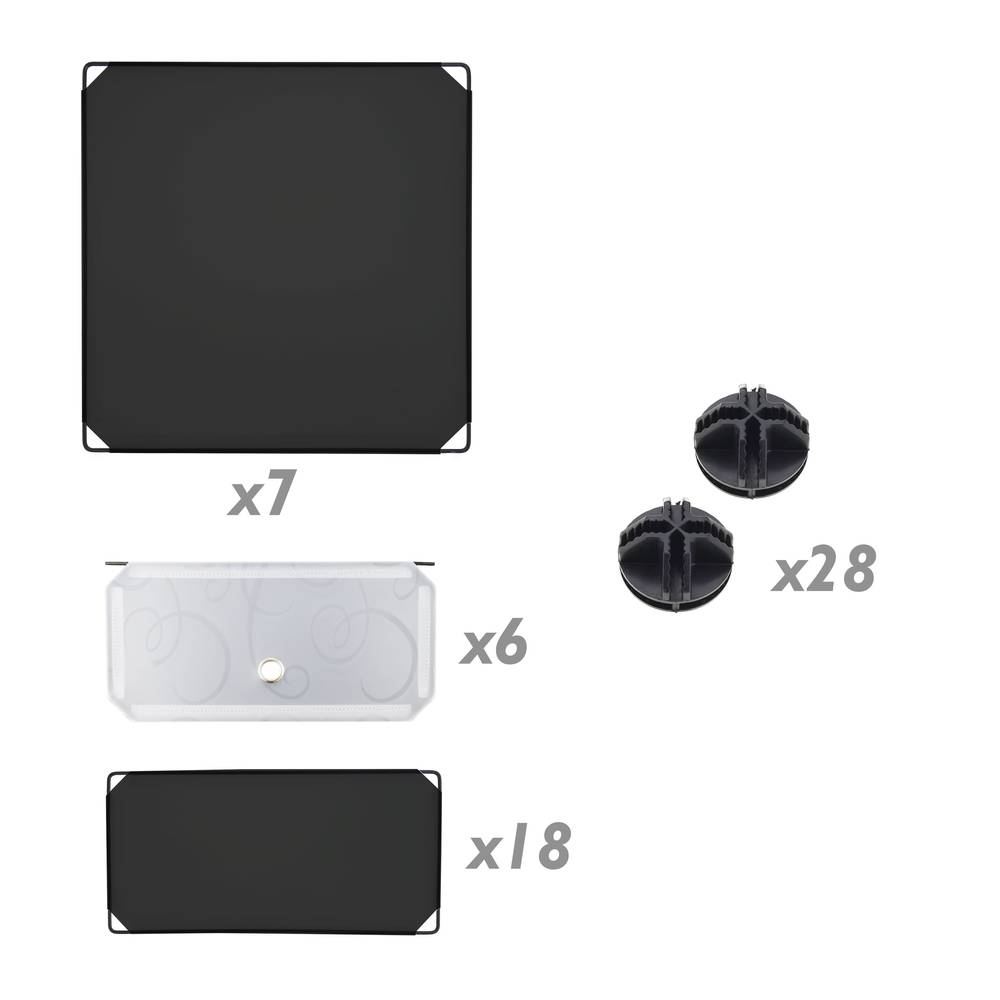 Modular shelving closet storage organizing 6 plastic cube 17x35cm black with doors and patterned