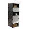 Modular shelving closet storage organizing 6 plastic cube 17x35cm black with doors and patterned