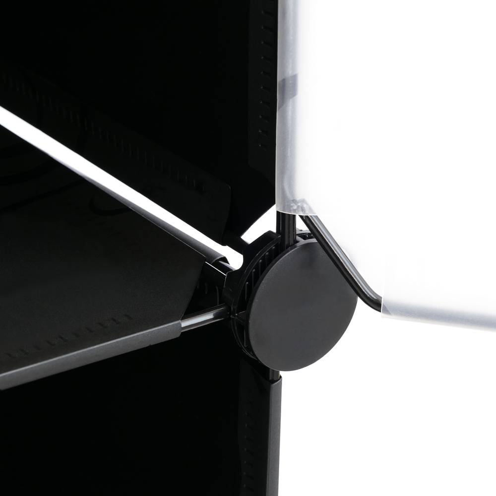 Modular shelving closet storage organizing 6 plastic cube 17x35cm black with doors and patterned