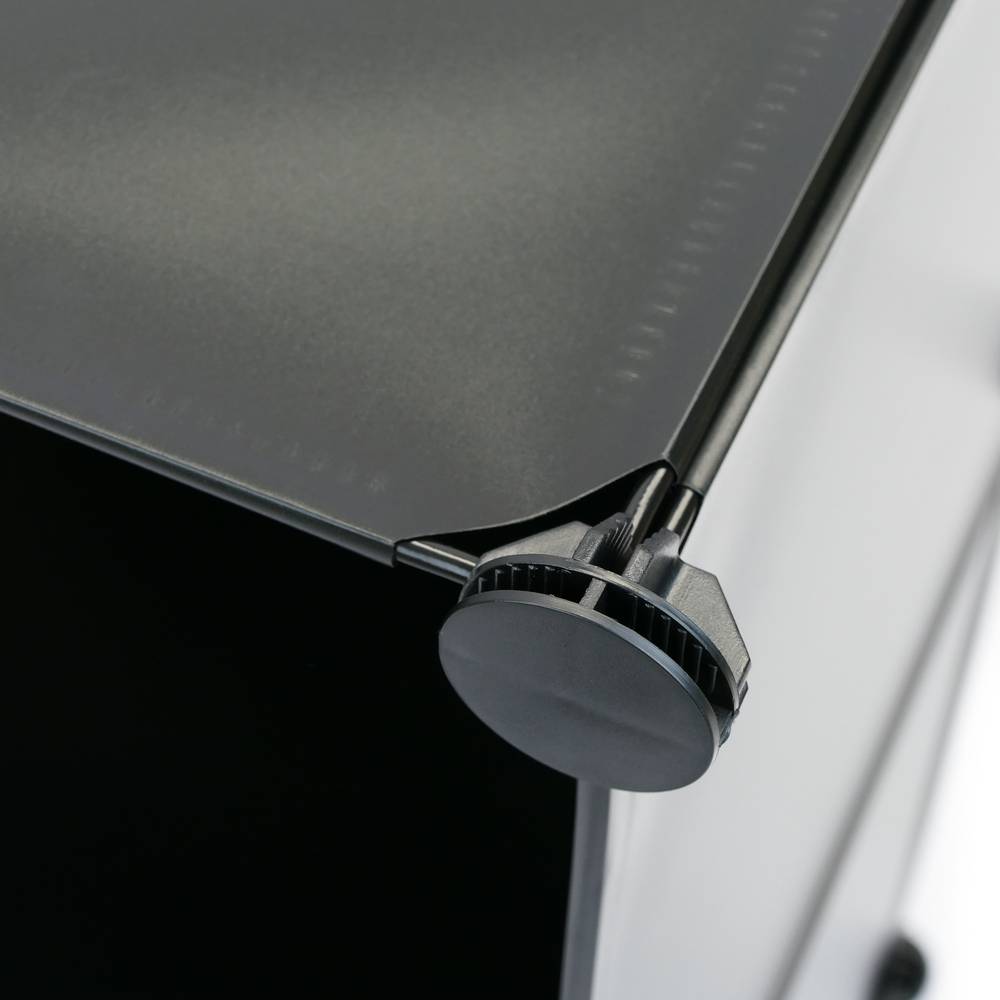 Modular shelving closet storage organizing 6 plastic cube 17x35cm black with doors and patterned