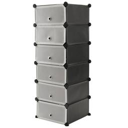 Modułowa szafka z organizerem Półki z 6 kostkami z czarnego plastiku 17x35 cm z drzwiami