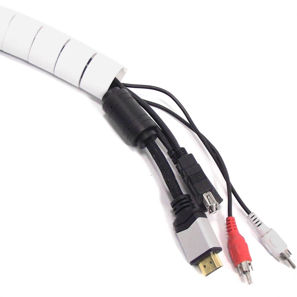 Cable organizer. Management white sleeve with clip of 15-20 mm length 25 m