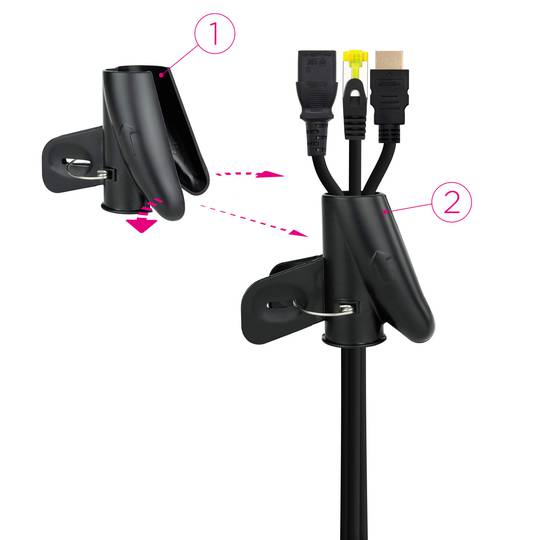 Kabelorganisator. Schwarze Scheide mit Clip 22-27 mm Länge 3 m
