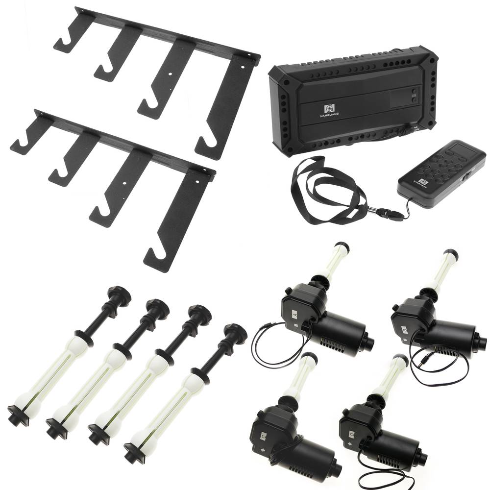Kit de 4 enrolladores motorizados de fondos de estudio fotográfico con fijación a pared