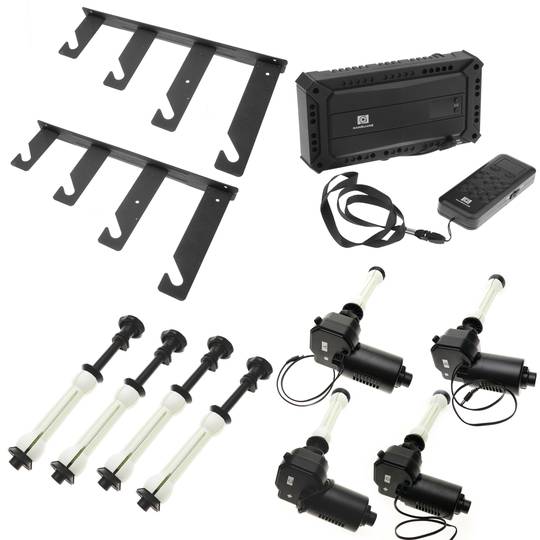 Kit de 4 enrolladores motorizados de fondos de estudio fotográfico con fijación a pared