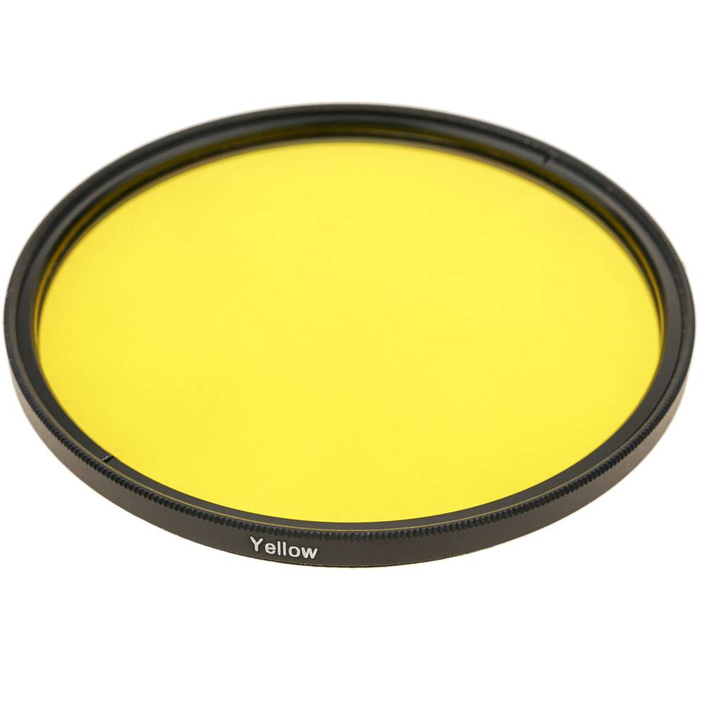 Geel fotofilter voor 77 mm lens