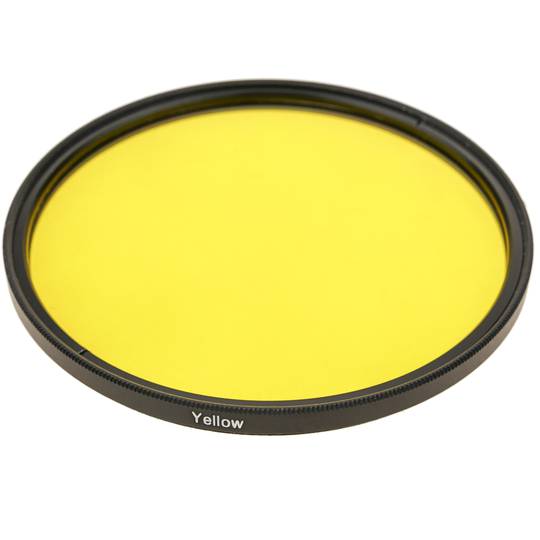 Geel fotofilter voor 77 mm lens