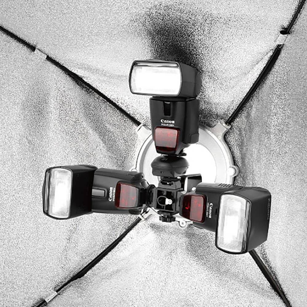 Fixació 3 flaix a softbox o paraigües