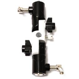 Rótula articulada para sujeción de paraguas o reflector y con espitas de 1/4" y 3/8"