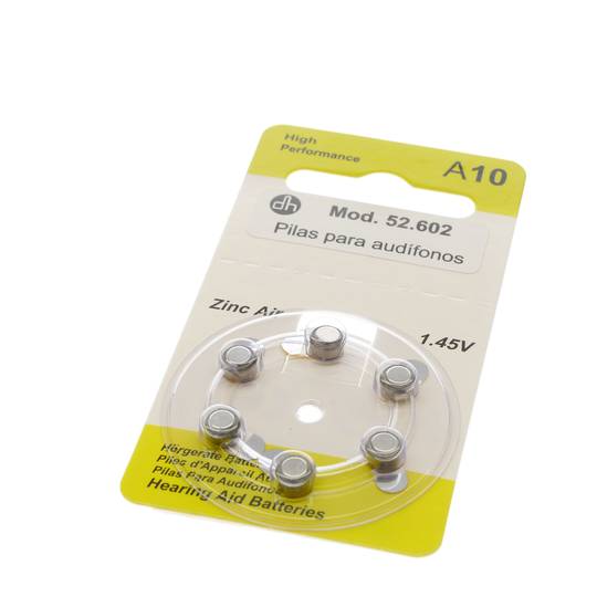 A10 baterias de aparelhos auditivos pacote de zinco e ar de 6 unidades
