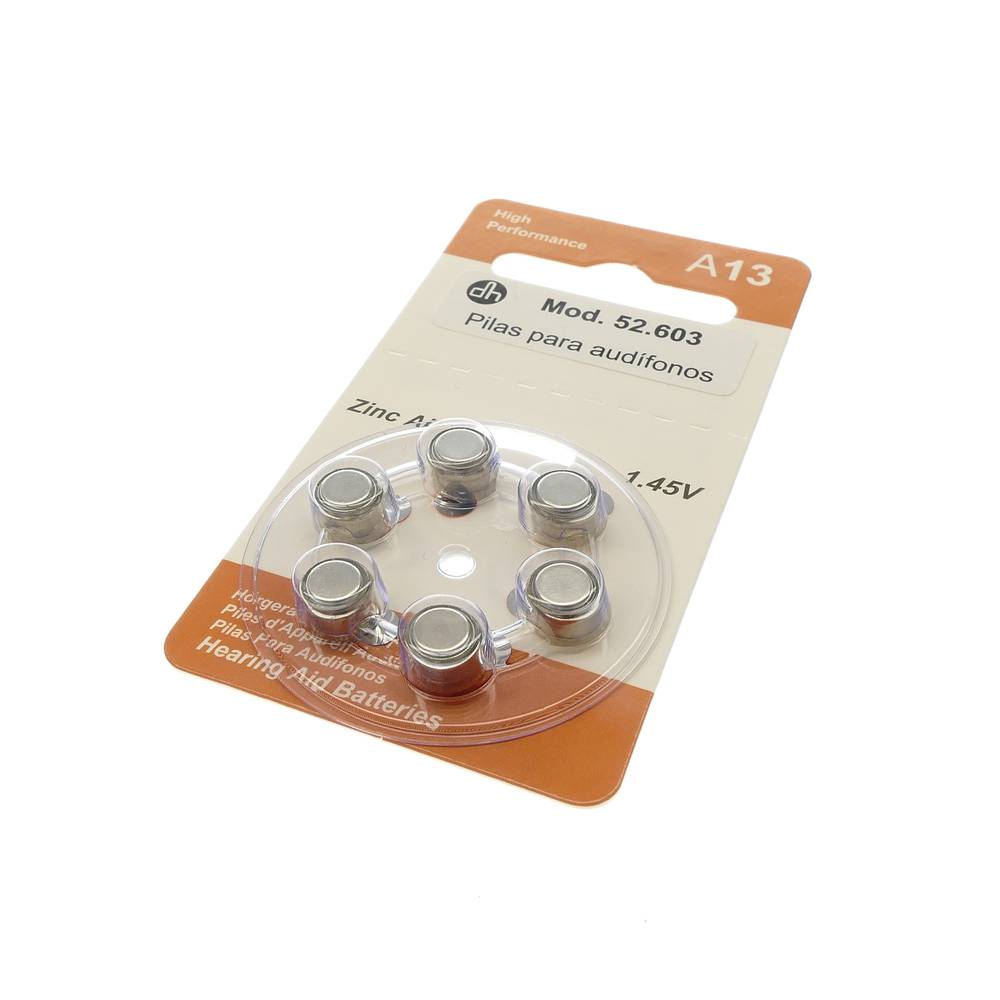 Piles per audiòfons A13 de Zinc Air paquet de 6 unitats