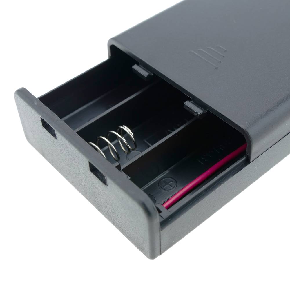 Portapilas en caja para 3 pilas LR6 AA 1.5V con interruptor - Cablematic