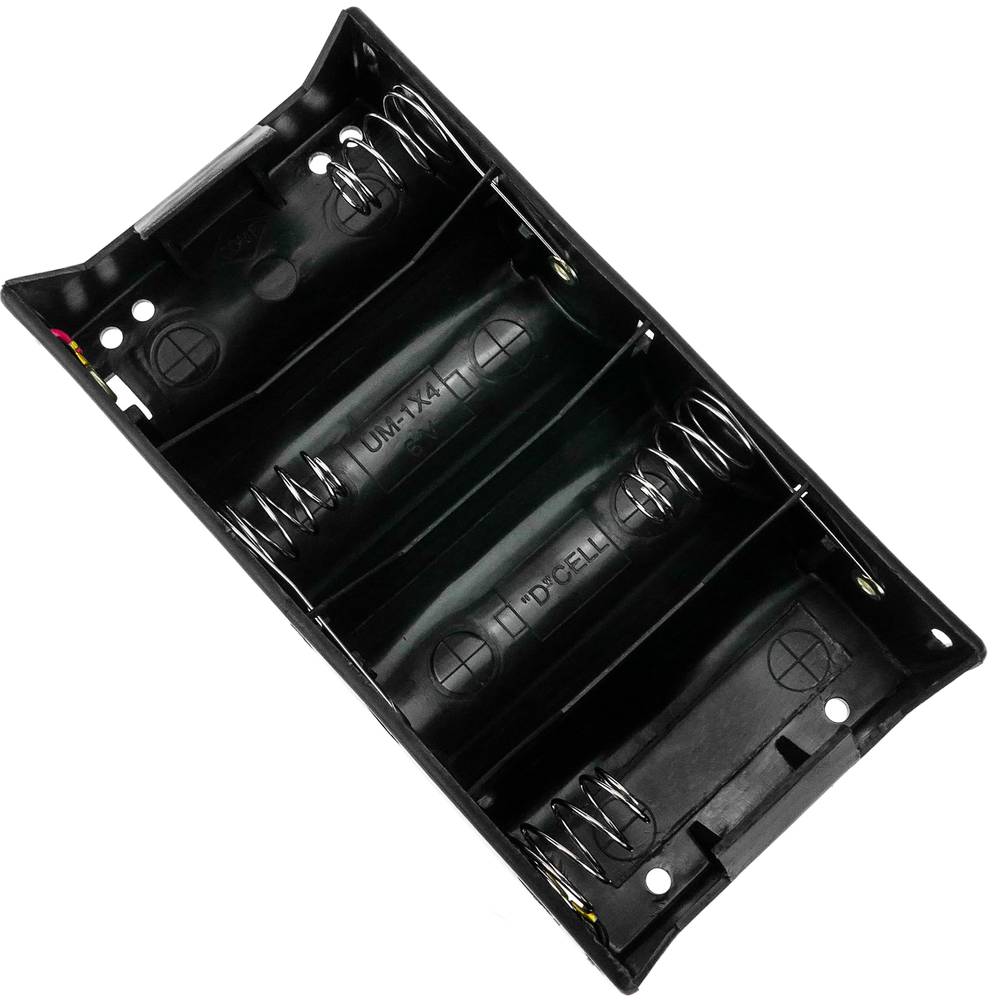 Compartimento das pilhas. Suporte de bateria plano para 4 pilhas D LR20 R20 1.5V