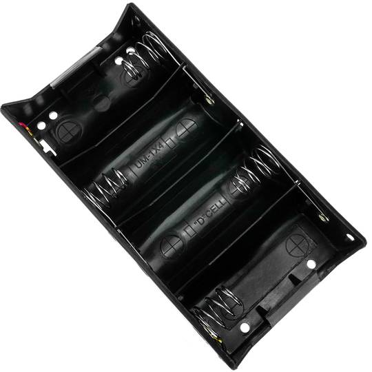 Compartimento das pilhas. Suporte de bateria plano para 4 pilhas D LR20 R20 1.5V
