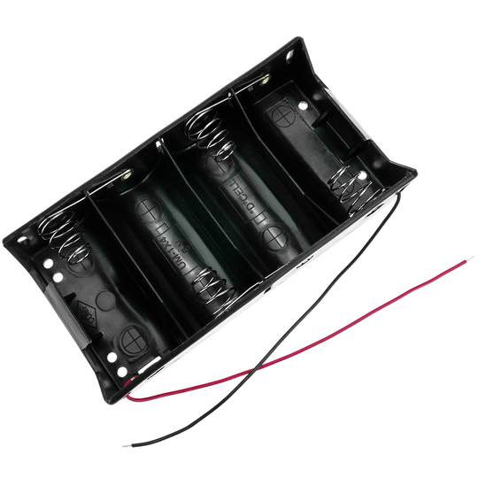 Compartimento das pilhas. Suporte de bateria plano para 4 pilhas D LR20 R20 1.5V