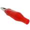 Red crocodile clip with protection for electrical connections