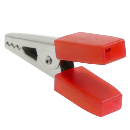 Clip in coccodrillo rosso con maniche isolate per connessioni elettriche 34mm