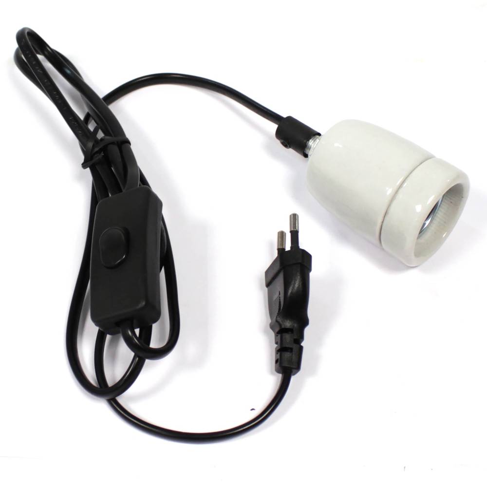 E27 ceramic socket with switch and plug wire
