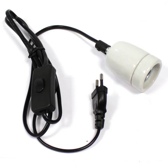 E27 ceramic socket with switch and plug wire