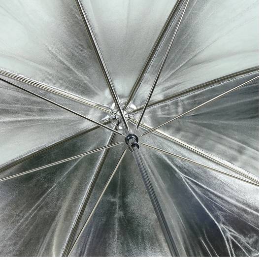 Srebrny parasol odblaskowy o długości 95 cm