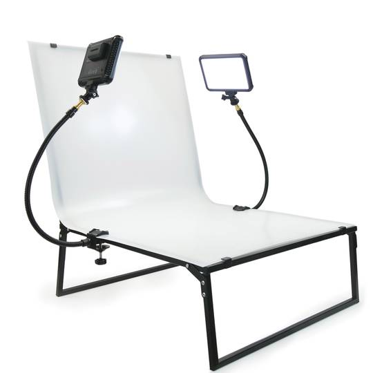 Tavolo pieghevole in metacrilato per nature morte 115 x 60 cm con faretti LED da 12W