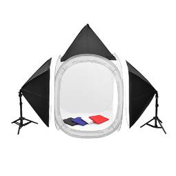 Studio photo portable avec boîte à lumière 70cm et supports et valise