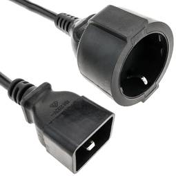 Cabo de alimentação IEC-60320 C20 para Schuko feminino 30cm 3x1.5mm²