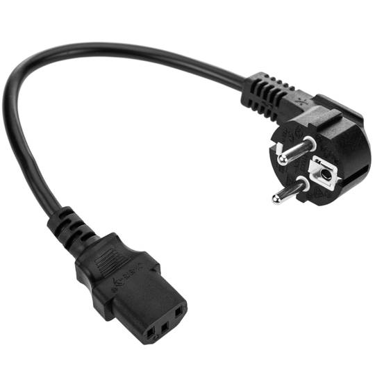 Cable eléctrico de alimentación IEC60320 C13-hembra a Schuko-macho 30cm