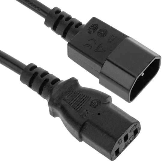 Kabel elektryczny 3x0,75mm² IEC60320 C13-żeński do C14-męski 3m