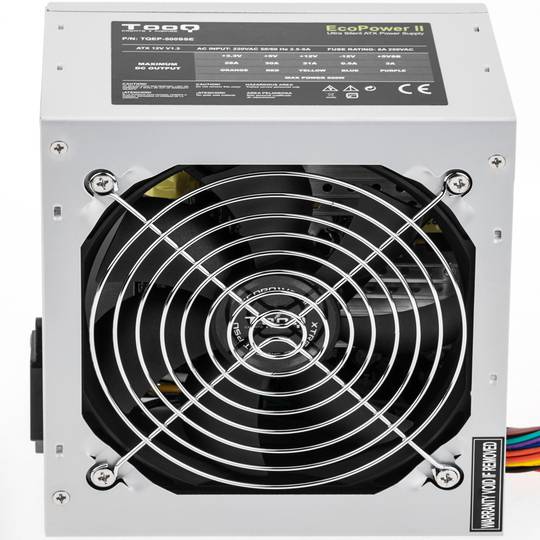 Power supply TooQ Ecopower II 500 W with silent fan 120 mm and power cord
