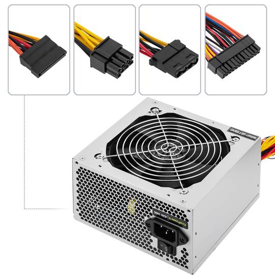 Power supply TooQ Ecopower II 500 W with silent fan 120 mm and power cord
